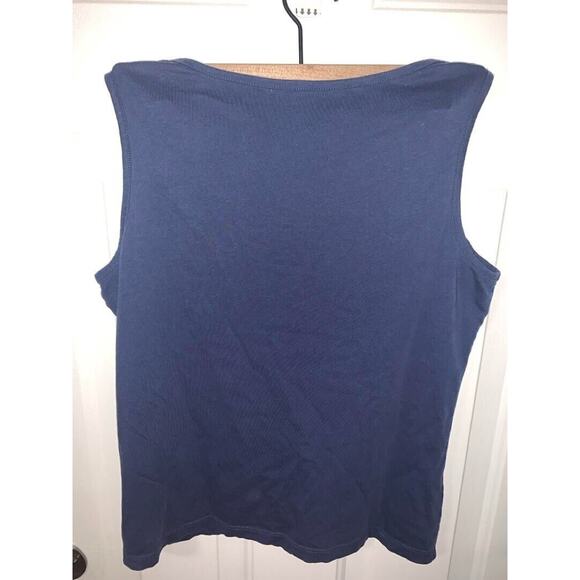 Lands End Womens Blue Embroidered Cotton Tank Top Size M/P 10-12 - Picture 2 of 3